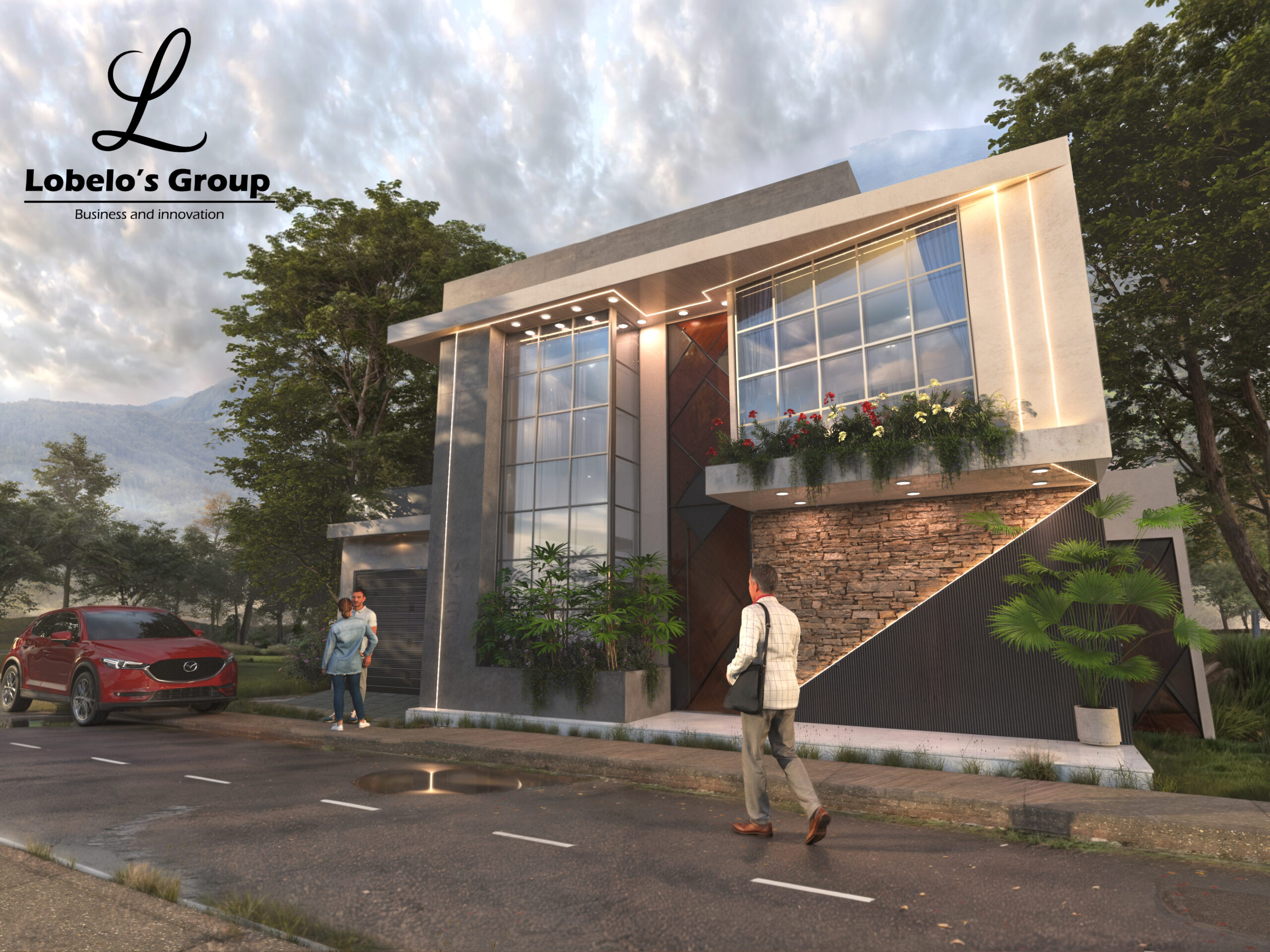Render de fachada del plan Básico